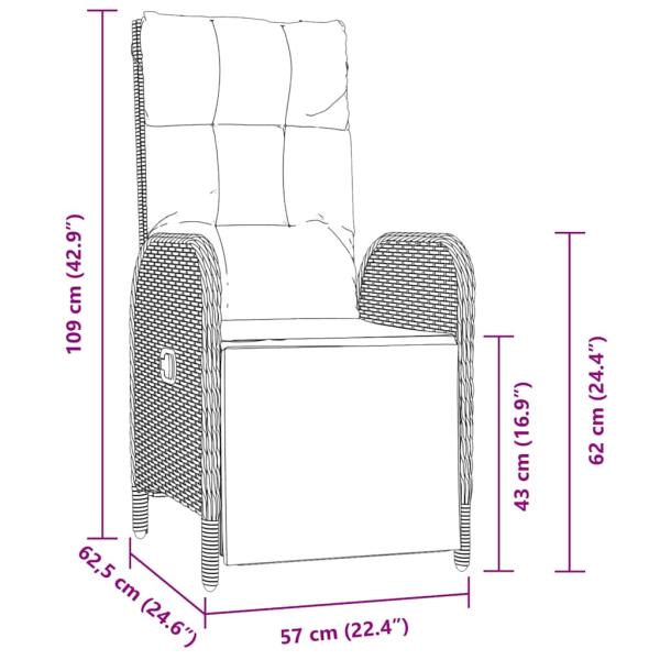 3-teiliges Garten-Esszimmer-Set mit Kissen Grau Poly-Rattan