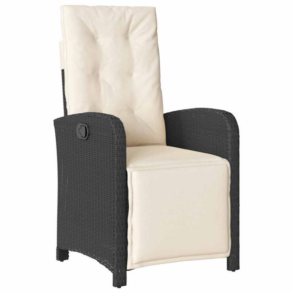 5-teilige Garten Essgruppe mit Kissen Schwarz Poly Rattan, Gartentisch Schwarz 80x80x73 cm Sicherheitsglas