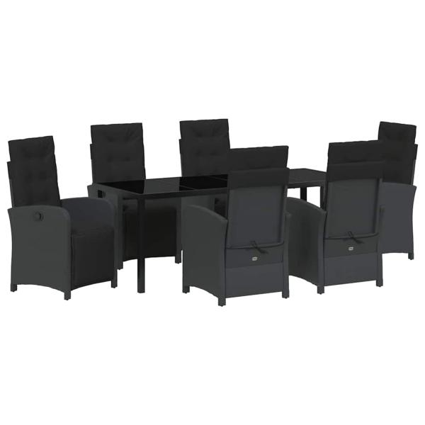 Garten Essgruppe 7 stk. Schwarz Poly-Rattan