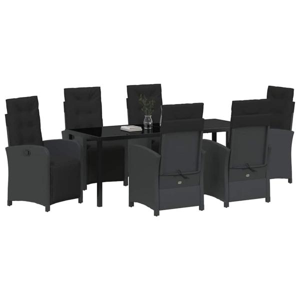 Garten Essgruppe 7 stk. Schwarz Poly-Rattan