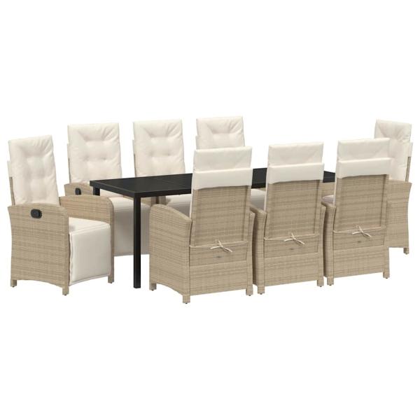 Garten Essgruppe 9 stk. Beige Poly-Rattan