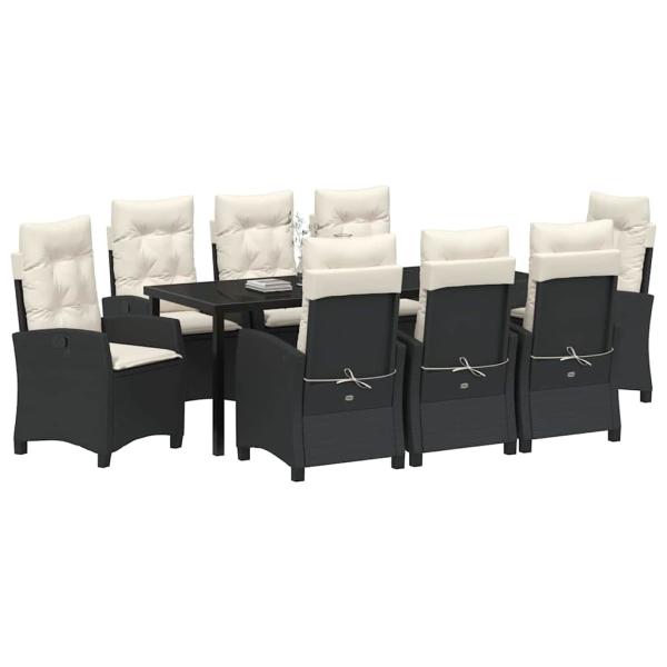 Garten Essgruppe 9 stk. Schwarz Poly-Rattan