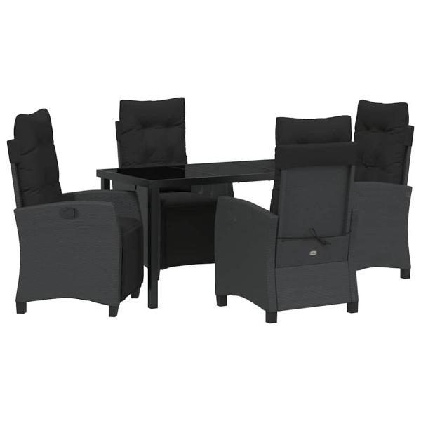 5-teiliges Garten-Dining-Set Schwarz Poly-Rattan