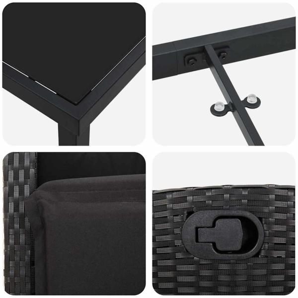 7-teiliges Garten-Dining-Set Schwarzes Poly-Rattan