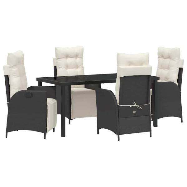 5-teiliges Garten-Dining-Set Schwarz Poly-Rattan