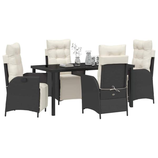 5-teiliges Garten-Dining-Set Schwarz Poly-Rattan