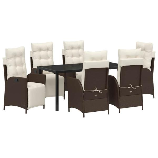 7-teiliges Garten-Essensemble Braun Poly-Rattan