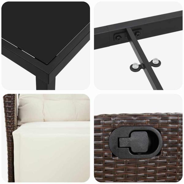 7-teiliges Garten-Essensemble Braun Poly-Rattan