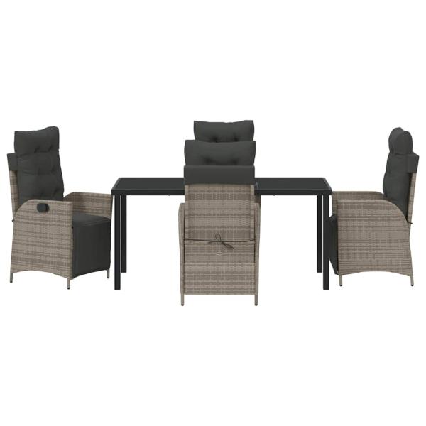 5-teiliges Set für Garten-Essbereich Grau Poly Rattan