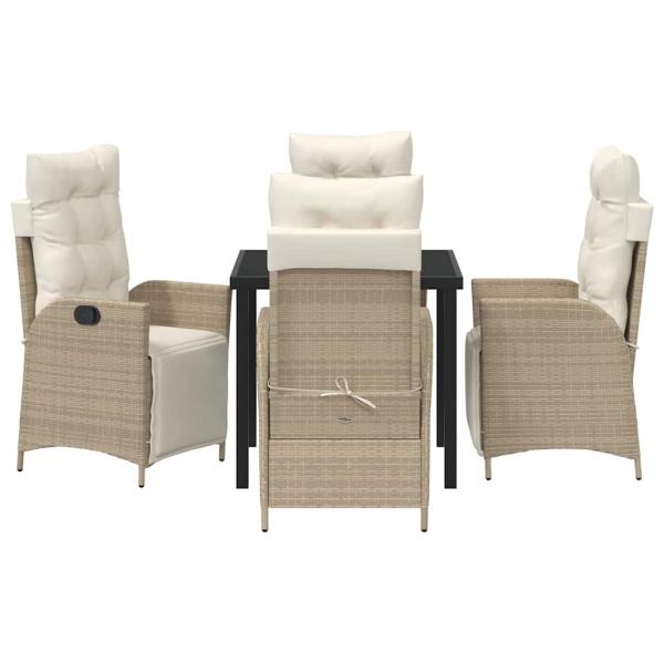 5-teiliges Garten-Ess-Set in Beige aus Poly Rattan