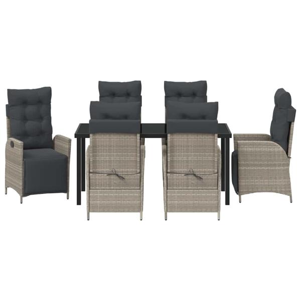 7-teiliges Garten Esszimmer Set hellgrau Poly-Rattan