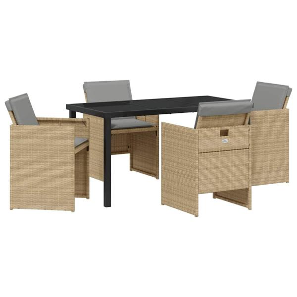 Garten Essgruppe 5 stk. Beige Poly-Rattan