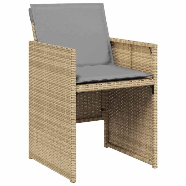 5-teiliges Garten Esszimmer Set mit Kissen Beigefarben Poly Rattan, Gartentisch Schwarz 160x80x73 cm Mit Tempered Glass