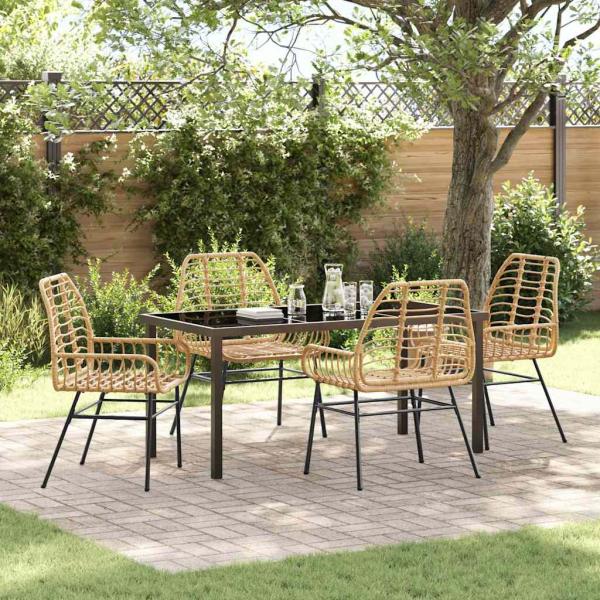 ARDEBO.de - 5-teiliges Garten-Ess-Set Braun Poly Rattan