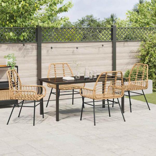 5-teiliges Garten-Ess-Set Braun Poly Rattan