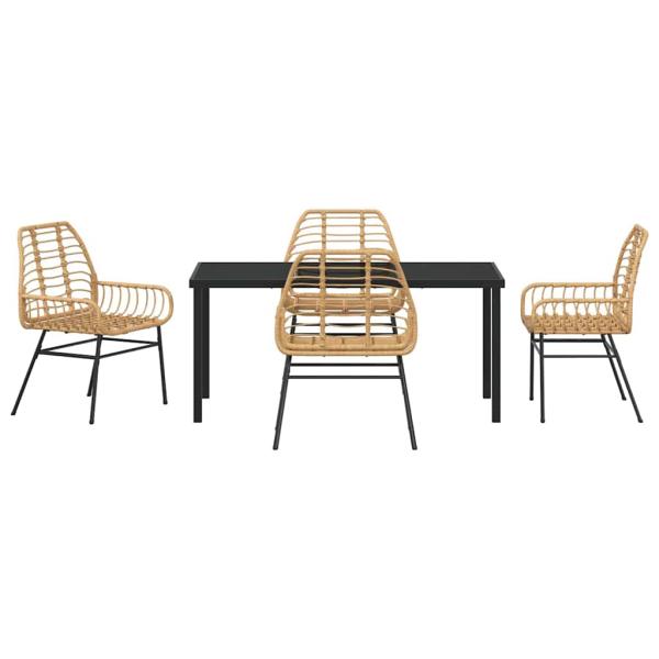5-teiliges Garten-Ess-Set Braun Poly Rattan