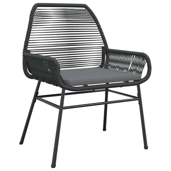 7-teiliges Garten-Essset mit Kissen Schwarz Poly-Rattan