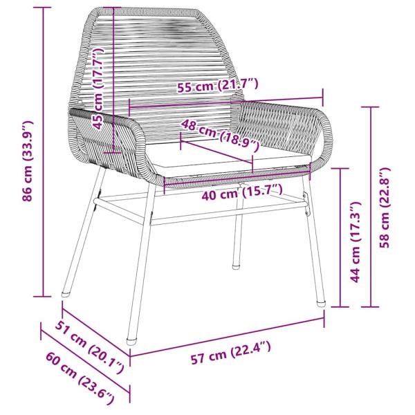 7-teiliges Garten-Ess-Set mit Kissen Braun Poly Rattan