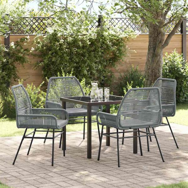 ARDEBO.de - 5-teiliges Gartendining-Set mit Kissen Grau Poly-Rattan