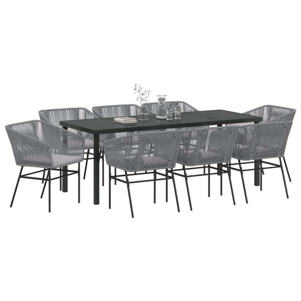 Garten Essgruppe 9 stk. Grau Pulverbeschichteter Stahl