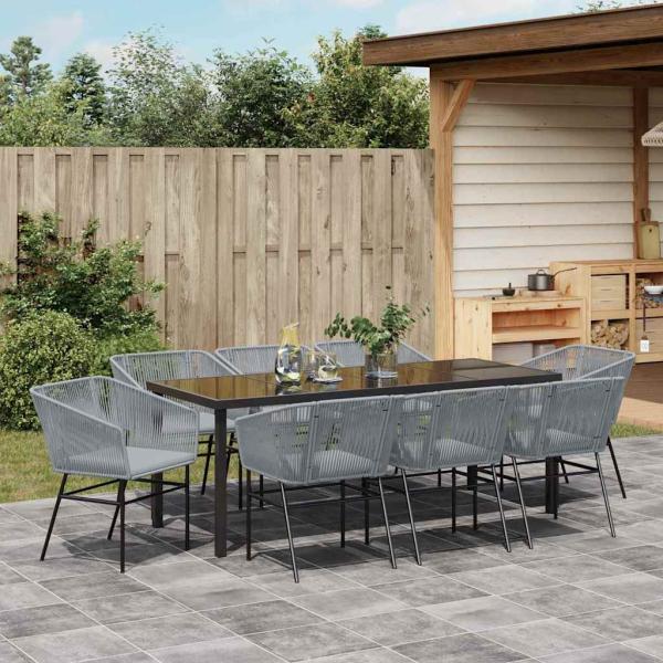 Garten Essgruppe 9 stk. Grau Pulverbeschichteter Stahl