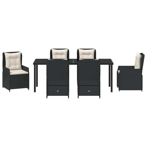 Garten Essgruppe 7 pcs Schwarz Poly-Rattan