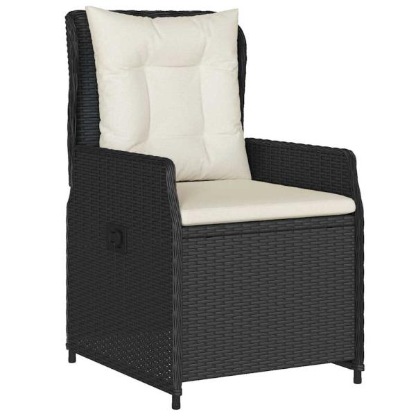 ARDEBO.de - 9-teiliges Garten-Essgruppe Schwarz Poly Rattan, Gartentisch Schwarz 200x80x73 cm aus gehärtetem Glas