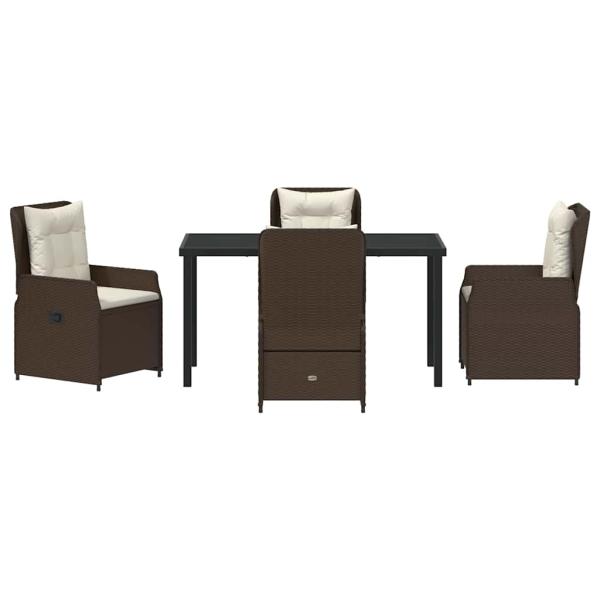 5-teiliges Garten Essgruppen-Set Braun Poly Rattan, Gartentisch Schwarz 140x80x73 cm Sicherheitsglas
