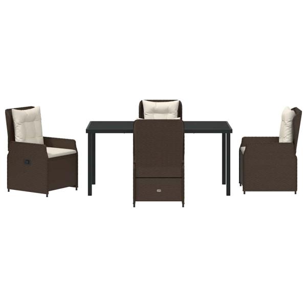 5-Teiliges Garten Essgruppe Braun Poly-Rattan, Gartentisch Schwarz 160x80x73 cm Sicherheitsglas
