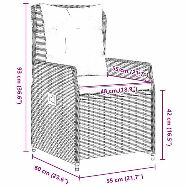 3-teiliges Garten Essset Beige Poly-Rattan, Gartentisch Schwarz 80x80x73 cm Temperglas