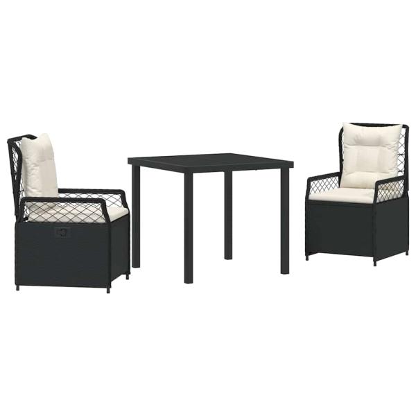 3-teiliges Garten-Dining-Set Schwarz Poly-Rattan