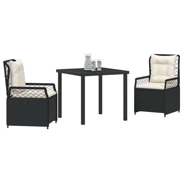 3-teiliges Garten-Dining-Set Schwarz Poly-Rattan