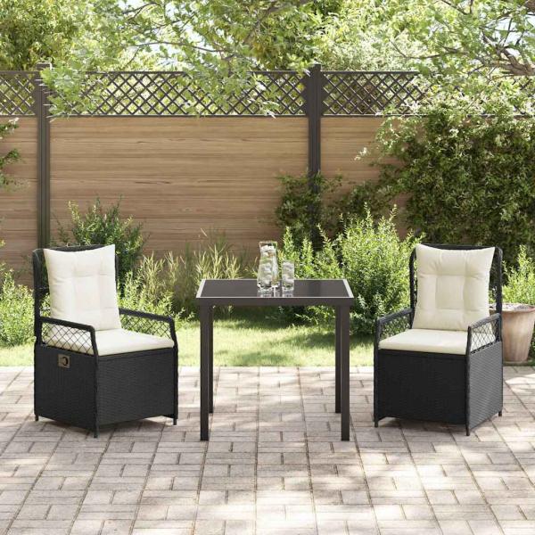3-teiliges Garten-Dining-Set Schwarz Poly-Rattan
