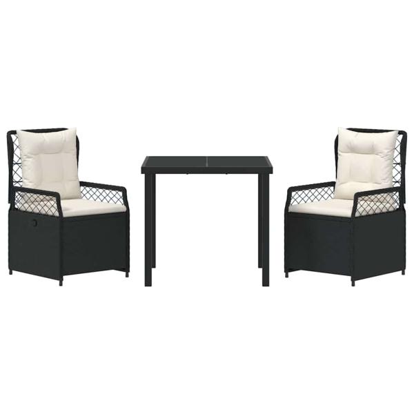 3-teiliges Garten-Dining-Set Schwarz Poly-Rattan