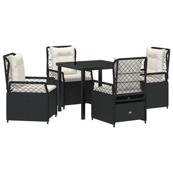 5-teiliges Garten-Dining-Set Schwarz Poly-Rattan