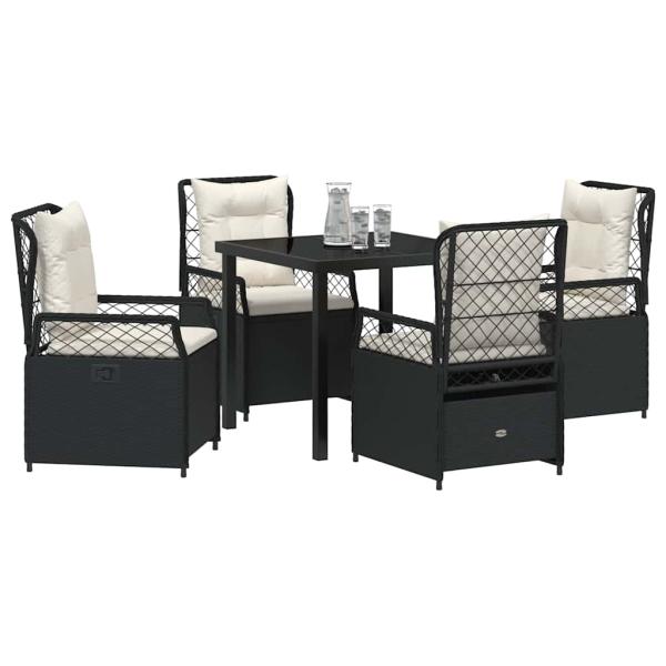5-teiliges Garten-Dining-Set Schwarz Poly-Rattan
