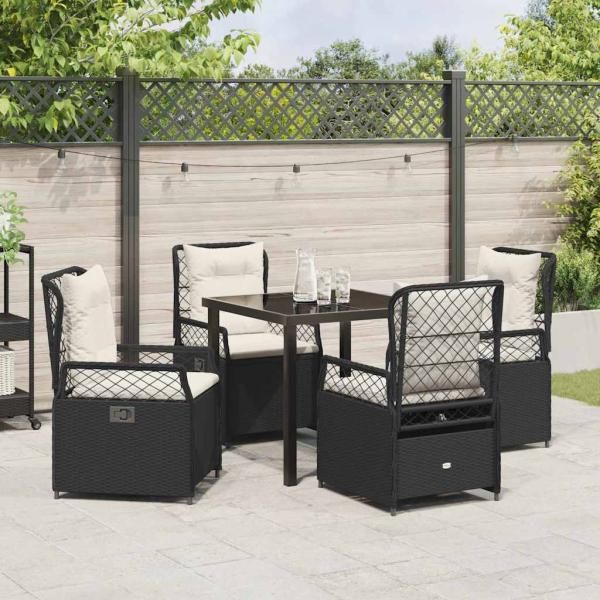 5-teiliges Garten-Dining-Set Schwarz Poly-Rattan