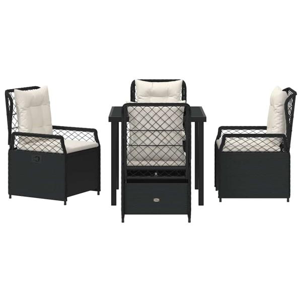 5-teiliges Garten-Dining-Set Schwarz Poly-Rattan