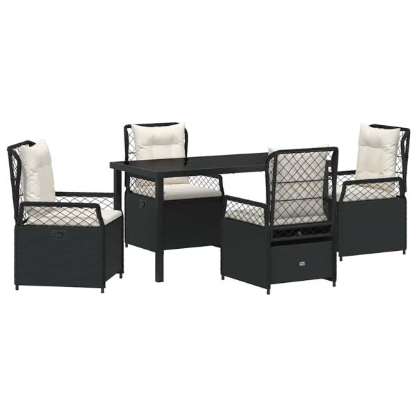 5-teiliges Garten-Dining-Set Schwarz Poly-Rattan