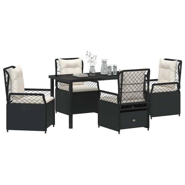 5-teiliges Garten-Dining-Set Schwarz Poly-Rattan