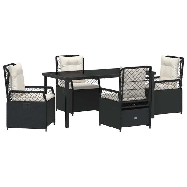 5-teiliges Garten-Esszimmer-Set Schwarz Poly-Rattan
