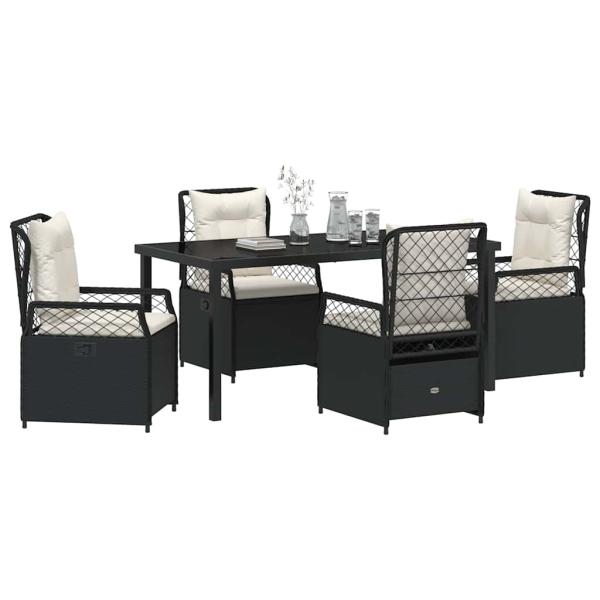 5-teiliges Garten-Esszimmer-Set Schwarz Poly-Rattan