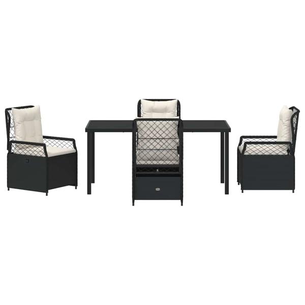 5-teiliges Garten-Esszimmer-Set Schwarz Poly-Rattan