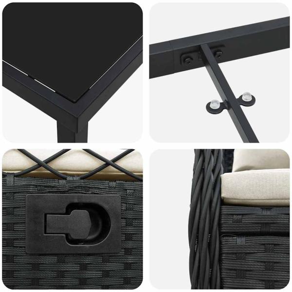 5-teiliges Garten-Esszimmer-Set Schwarz Poly-Rattan