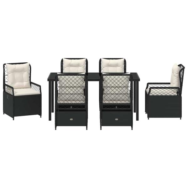 7-teiliges Garten-Dining-Set Schwarz Poly-Rattan