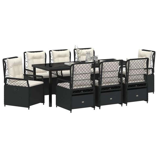 Garten Essgruppe 9 stk. Schwarz Poly-Rattan