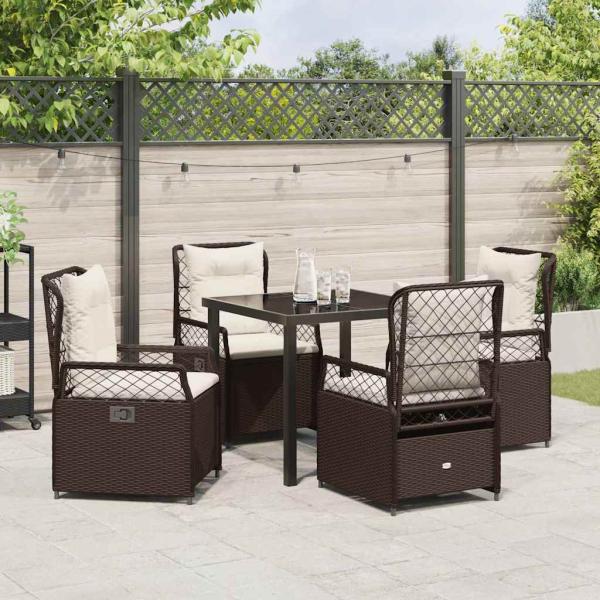 5-teiliges Garten-Ess-Set Braunes Poly-Rattan