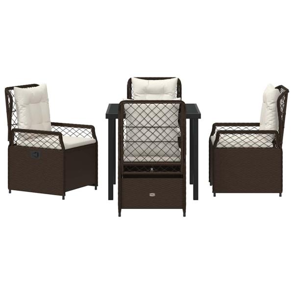 5-teiliges Garten-Ess-Set Braunes Poly-Rattan