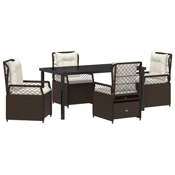 5-teiliges Garten-Dining-Set Braun Poly-Rattan