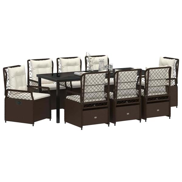 9-teiliges Garten-Esszimmer-Set Braun Poly-Rattan